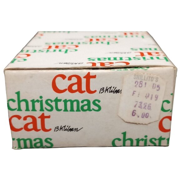 Vtg Christmas Cat Ornament Ceramic Black White Red Boots Top Hat Holiday Kliban - Picture 13 of 16